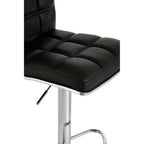 Tavor Bar Chair | Black Quilted Faux Leather Adjustable Bar Chair