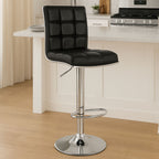 Tavor Bar Chair | Black Quilted Faux Leather Adjustable Bar Chair
