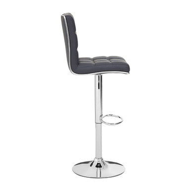 Tavor Bar Chair | Grey Quilted Faux Leather Adjustable Bar Chair