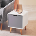 Milo Cabinet Side Table | White and Grey Finish 1 Door Cabinet Side Table