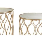 Arcana Side Table Set | Champagne Finish Set of 2 Side Tables with Mirror Top