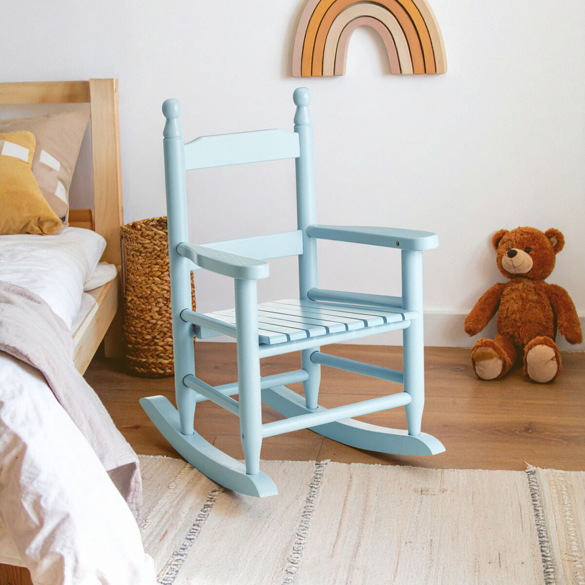 Kids Rocking Chair | Blue Wooden Rocking Chair