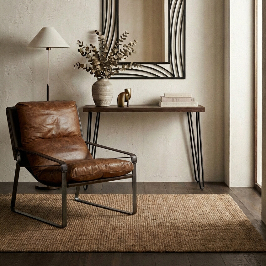 Borough Console Table | Natural Wood Effect and Metal Console Table