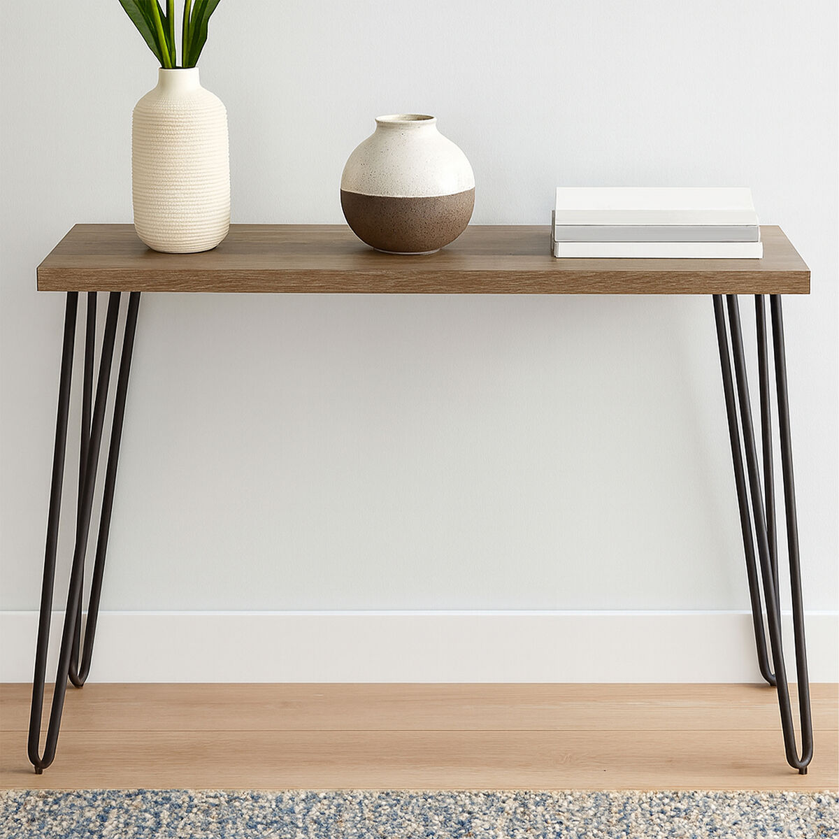 Borough Console Table | Natural Wood Effect and Metal Console Table