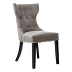 Daxton Dining Chair | Grey Leather Effect Button Tufted Dining Chair