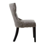 Daxton Dining Chair | Grey Leather Effect Button Tufted Dining Chair
