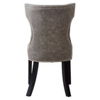 Daxton Dining Chair | Grey Leather Effect Button Tufted Dining Chair
