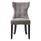 Daxton Dining Chair | Grey Leather Effect Button Tufted Dining Chair