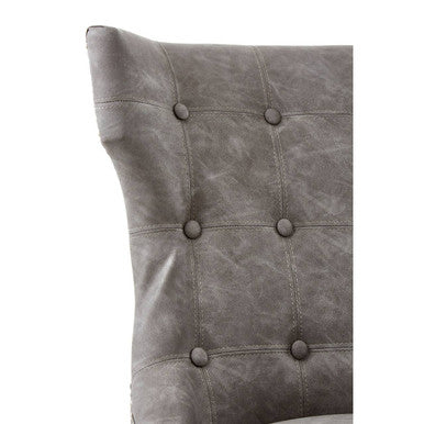 Daxton Dining Chair | Grey Leather Effect Button Tufted Dining Chair