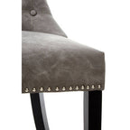 Daxton Dining Chair | Grey Leather Effect Button Tufted Dining Chair
