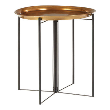 Hege Side Table | Brass and Black Finish Large Tray Side Table