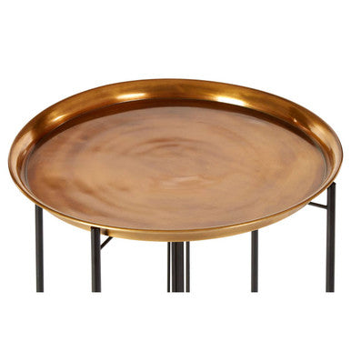 Hege Side Table | Brass and Black Finish Large Tray Side Table