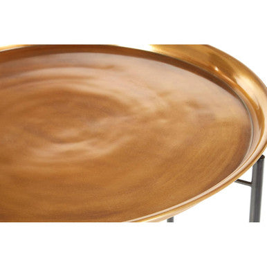 Hege Side Table | Brass and Black Finish Large Tray Side Table