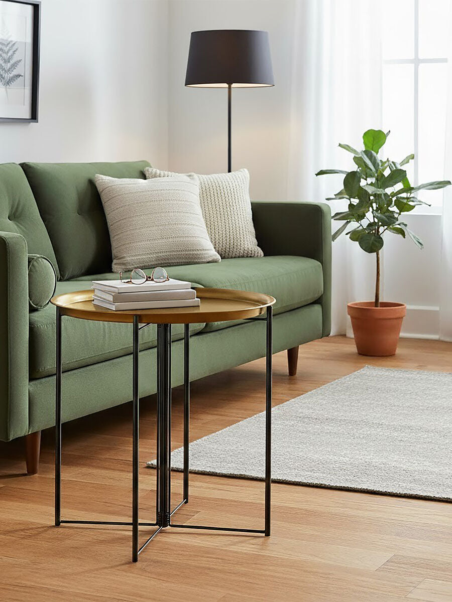 Hege Side Table | Brass and Black Finish Large Tray Side Table