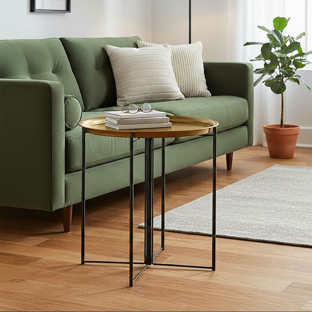 Hege Side Table | Brass and Black Finish Large Tray Side Table