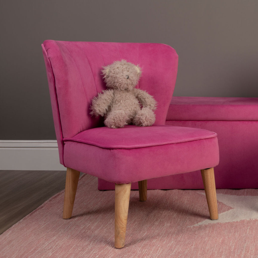 Mia Kids Chair | Pink Velvet Kids Chair