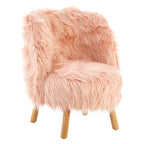 Pink Faux Fur Kids Chair | Soft Kids Chair with Angled Wooden Legs
