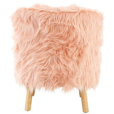 Pink Faux Fur Kids Chair | Soft Kids Chair with Angled Wooden Legs