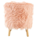 Pink Faux Fur Kids Chair | Soft Kids Chair with Angled Wooden Legs