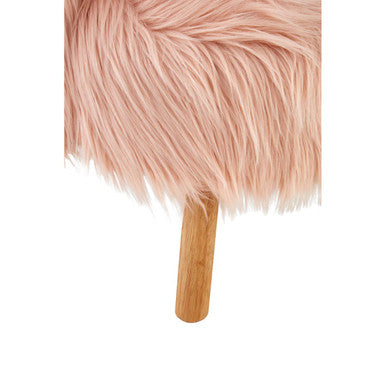 Pink Faux Fur Kids Chair | Soft Kids Chair with Angled Wooden Legs