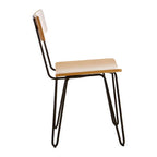 District Dining Chair | Natural Wooden Chair with Black Finish Hairpin Legs