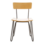 District Dining Chair | Natural Wooden Chair with Black Finish Hairpin Legs