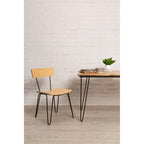 District Dining Chair | Natural Wooden Chair with Black Finish Hairpin Legs