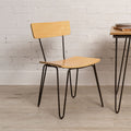 District Dining Chair | Natural Wooden Chair with Black Finish Hairpin Legs