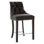 Regents Park Bar Chair | Black Leather Effect Button Tufted Bar Chair