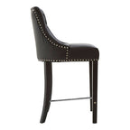 Regents Park Bar Chair | Black Leather Effect Button Tufted Bar Chair
