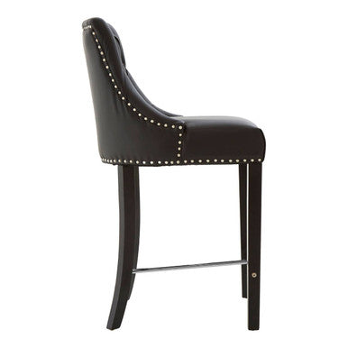 Regents Park Bar Chair | Black Leather Effect Button Tufted Bar Chair