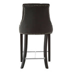 Regents Park Bar Chair | Black Leather Effect Button Tufted Bar Chair