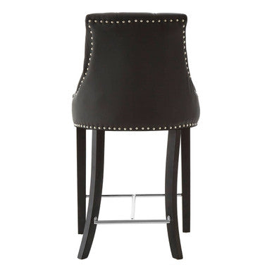 Regents Park Bar Chair | Black Leather Effect Button Tufted Bar Chair