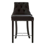 Regents Park Bar Chair | Black Leather Effect Button Tufted Bar Chair
