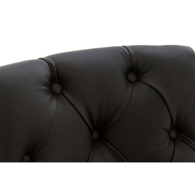 Regents Park Bar Chair | Black Leather Effect Button Tufted Bar Chair