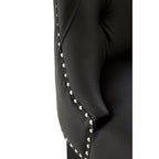 Regents Park Bar Chair | Black Leather Effect Button Tufted Bar Chair