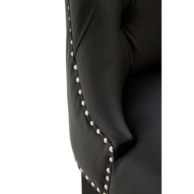 Regents Park Bar Chair | Black Leather Effect Button Tufted Bar Chair