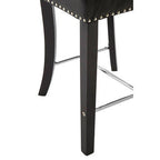 Regents Park Bar Chair | Black Leather Effect Button Tufted Bar Chair