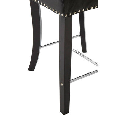 Regents Park Bar Chair | Black Leather Effect Button Tufted Bar Chair