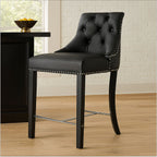 Regents Park Bar Chair | Black Leather Effect Button Tufted Bar Chair