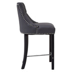 Regents Park Bar Chair | Grey Leather Effect Button Tufted Bar Chair