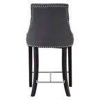 Regents Park Bar Chair | Grey Leather Effect Button Tufted Bar Chair