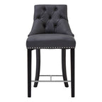 Regents Park Bar Chair | Grey Leather Effect Button Tufted Bar Chair