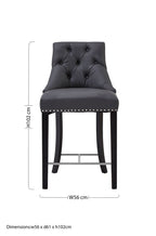 Regents Park Bar Chair | Grey Leather Effect Button Tufted Bar Chair