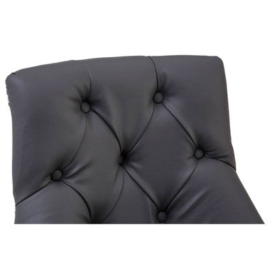 Regents Park Bar Chair | Grey Leather Effect Button Tufted Bar Chair