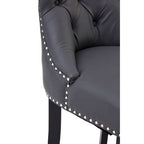 Regents Park Bar Chair | Grey Leather Effect Button Tufted Bar Chair
