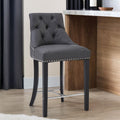 Regents Park Bar Chair | Grey Leather Effect Button Tufted Bar Chair