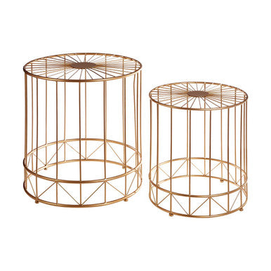 Lexi Side Table Set | Gold Finish Set of 2 Round Side Tables