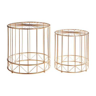 Lexi Side Table Set | Gold Finish Set of 2 Round Side Tables