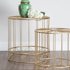 Lexi Side Table Set | Gold Finish Set of 2 Round Side Tables